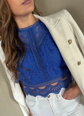 Lace top blauw
