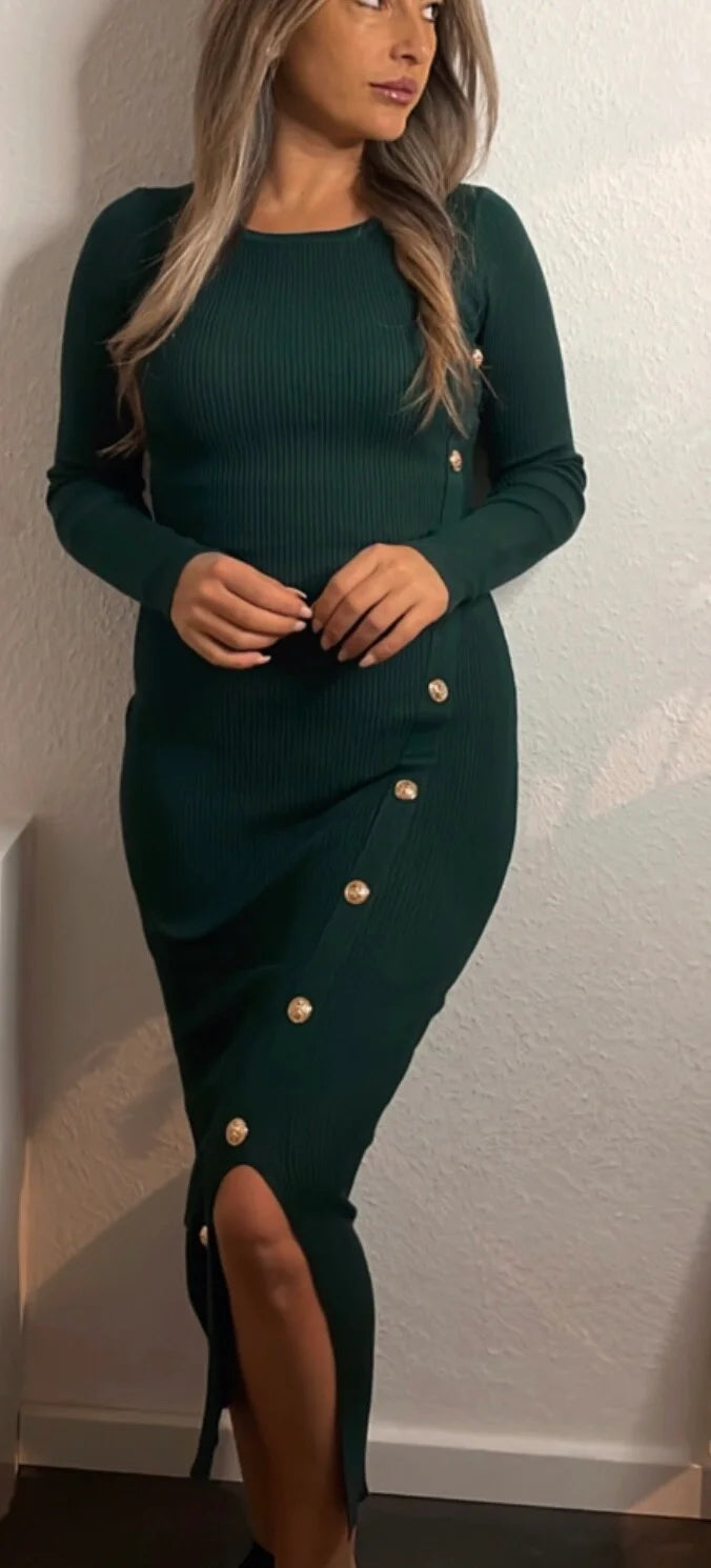 Gebreide bodycon jurk groen