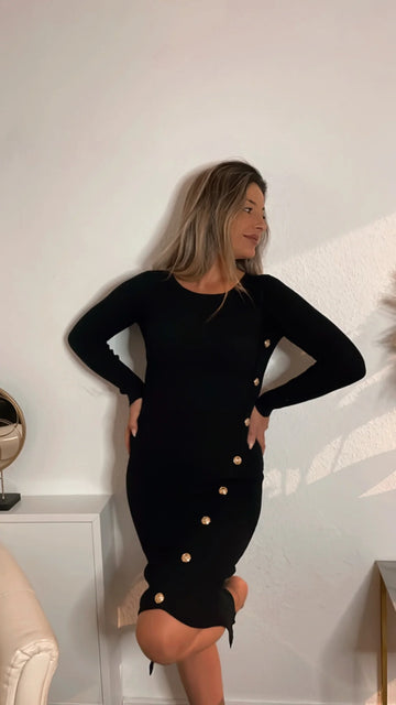 Gebreide bodycon jurk zwart