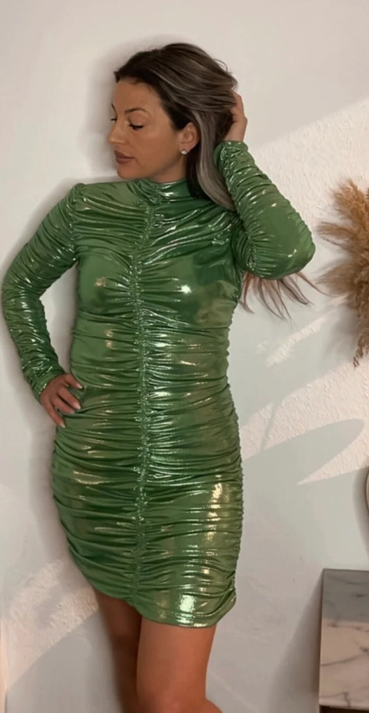 Jurk Celina Groen metallic